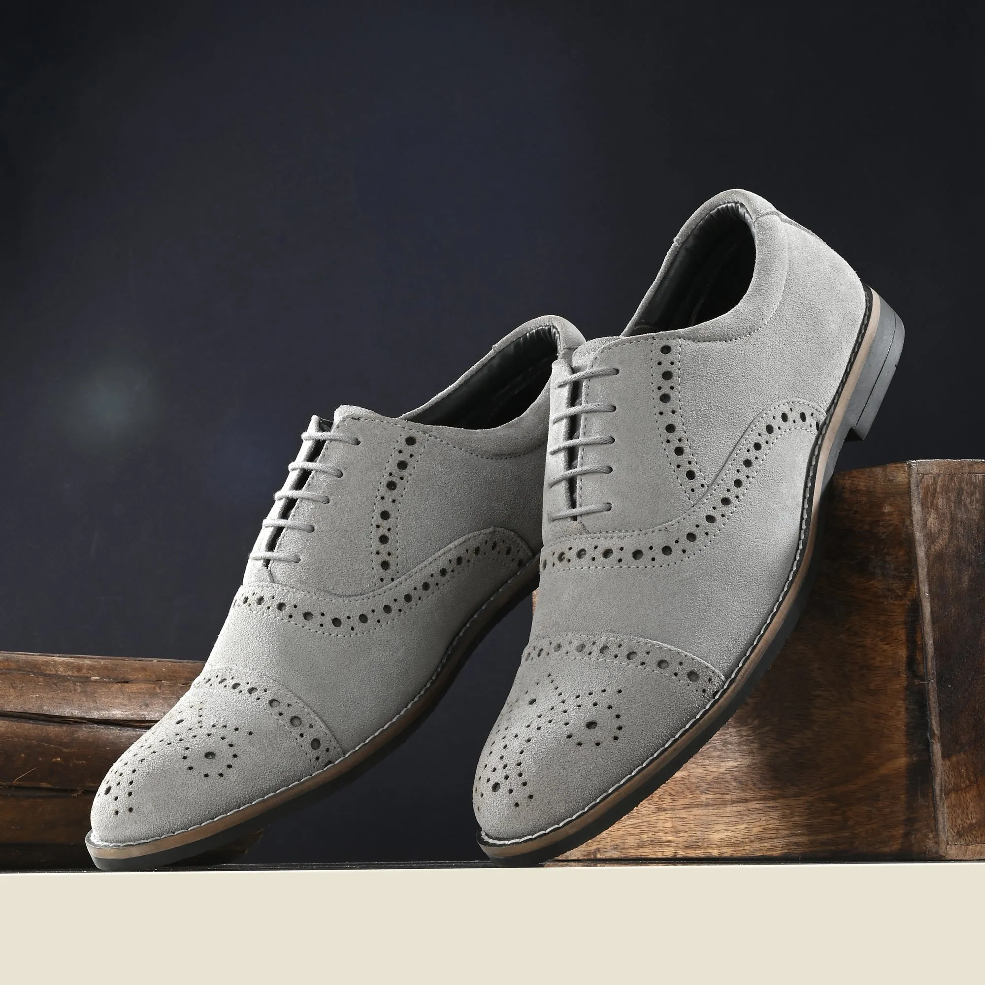 Peerless Suede Leather Brogue Derby Lace Ups