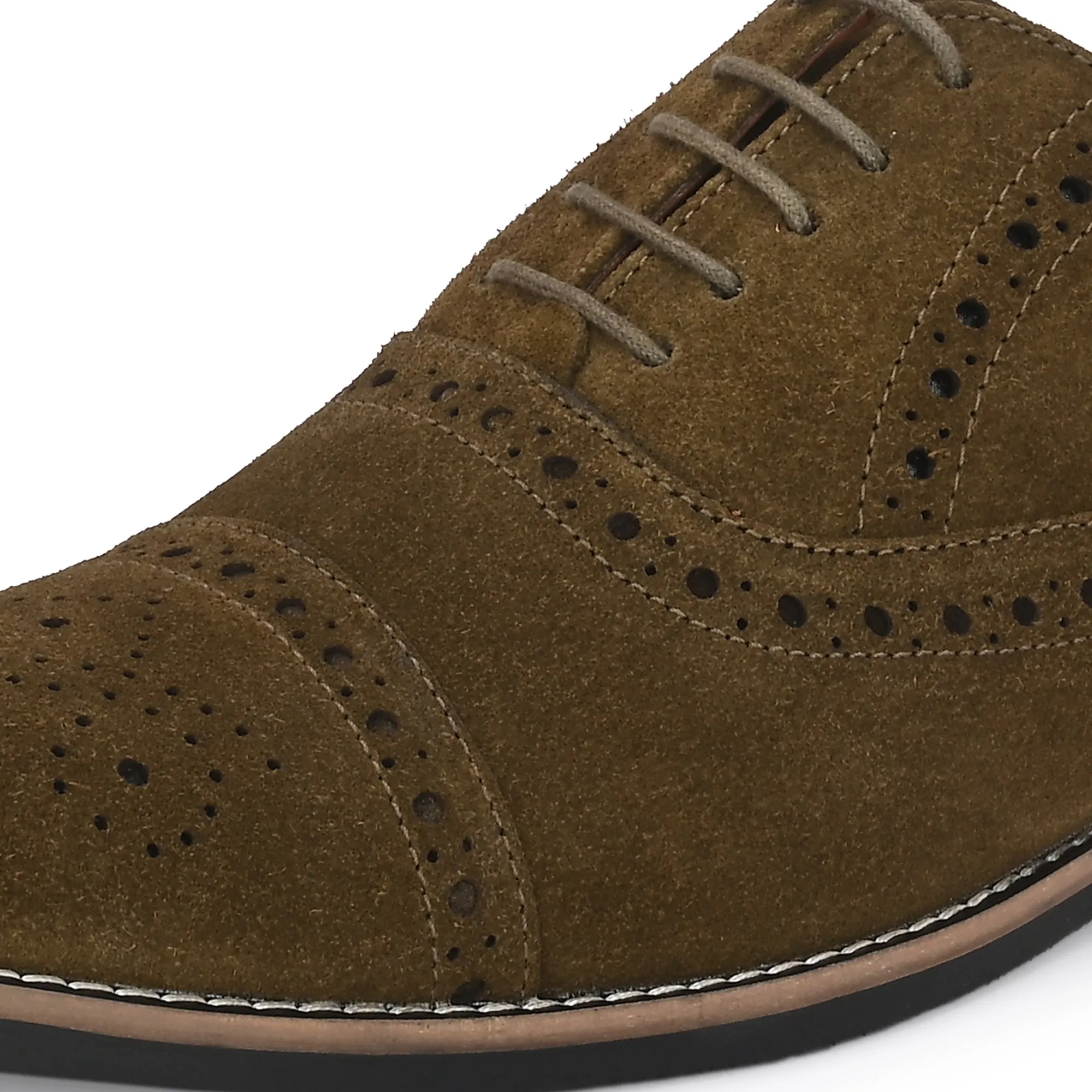 Peerless Suede Leather Brogue Derby Lace Ups