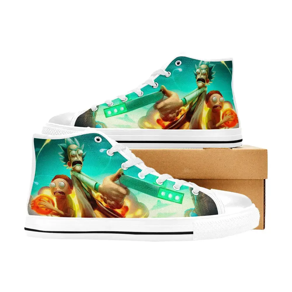 Rick and Morty Cartoon Dragon Ball Shoes High Top Sneakers for Kids and Adults