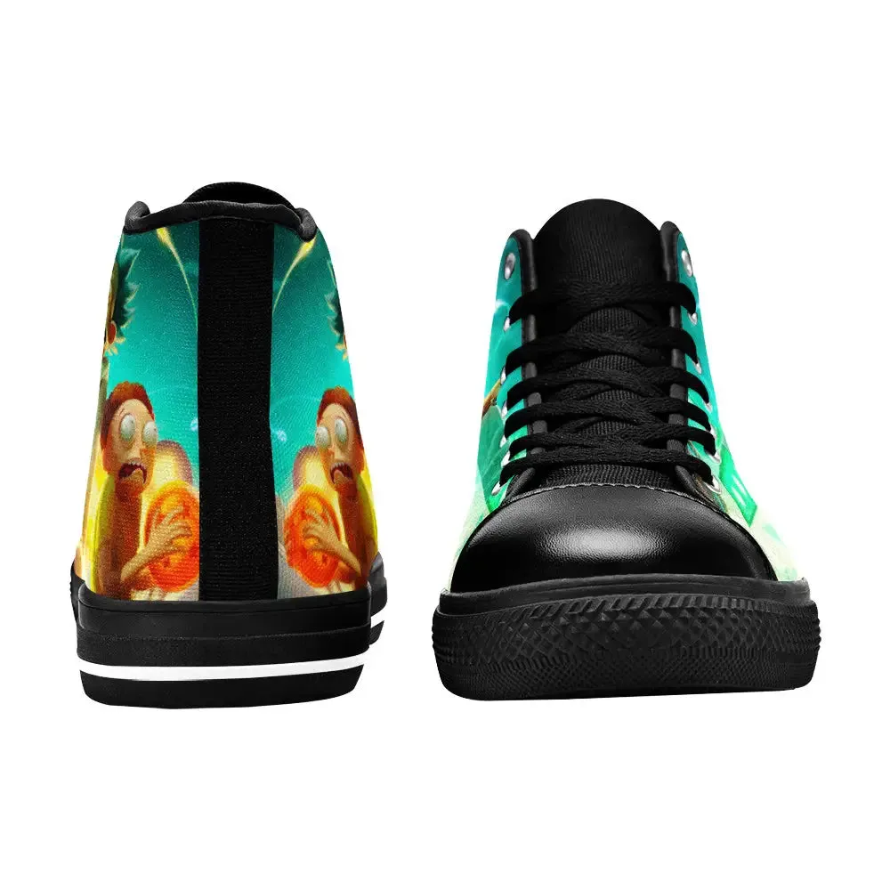 Rick and Morty Cartoon Dragon Ball Shoes High Top Sneakers for Kids and Adults