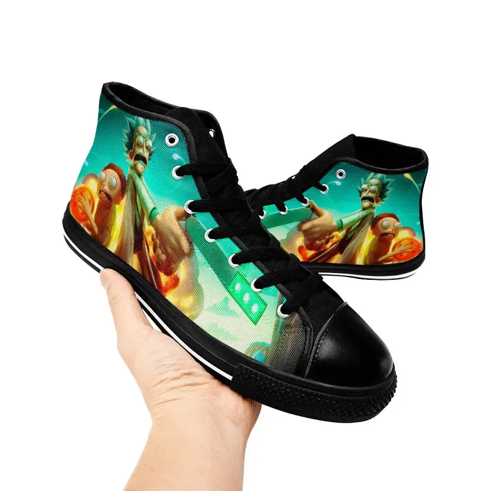 Rick and Morty Cartoon Dragon Ball Shoes High Top Sneakers for Kids and Adults