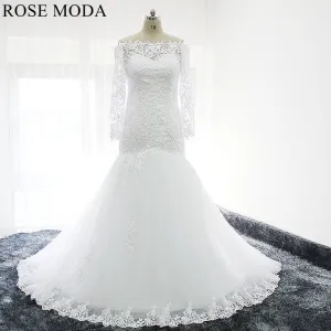 Rosemoda Off The Shoulder Long Sleeve Trumpet Wedding Dress