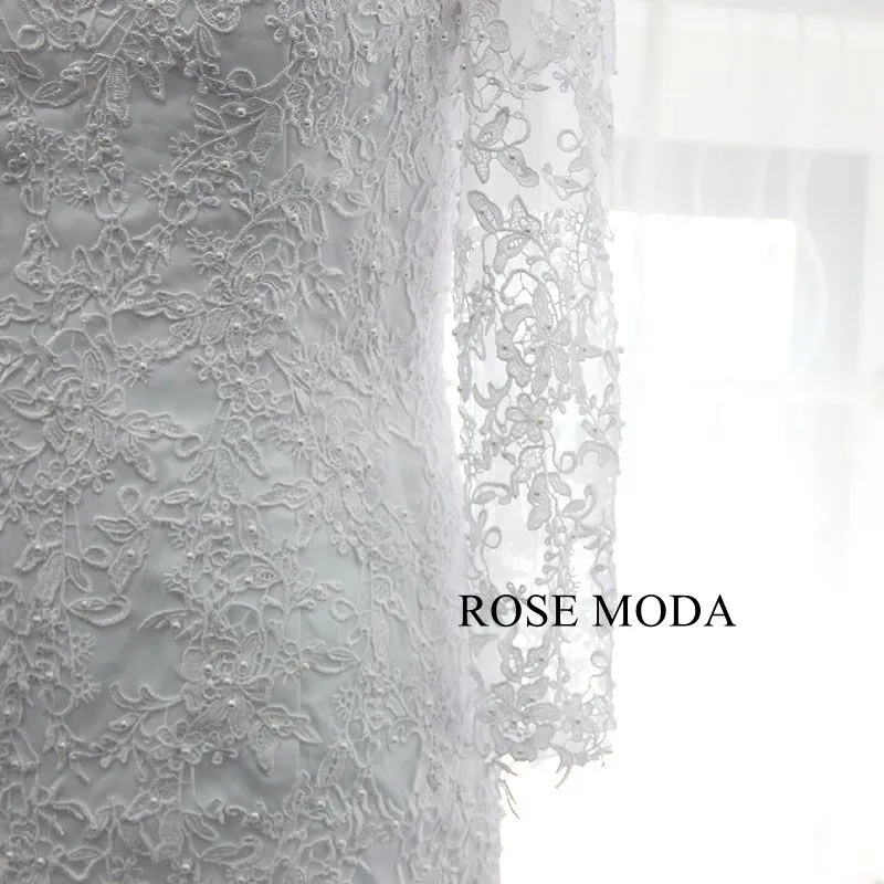 Rosemoda Off The Shoulder Long Sleeve Trumpet Wedding Dress