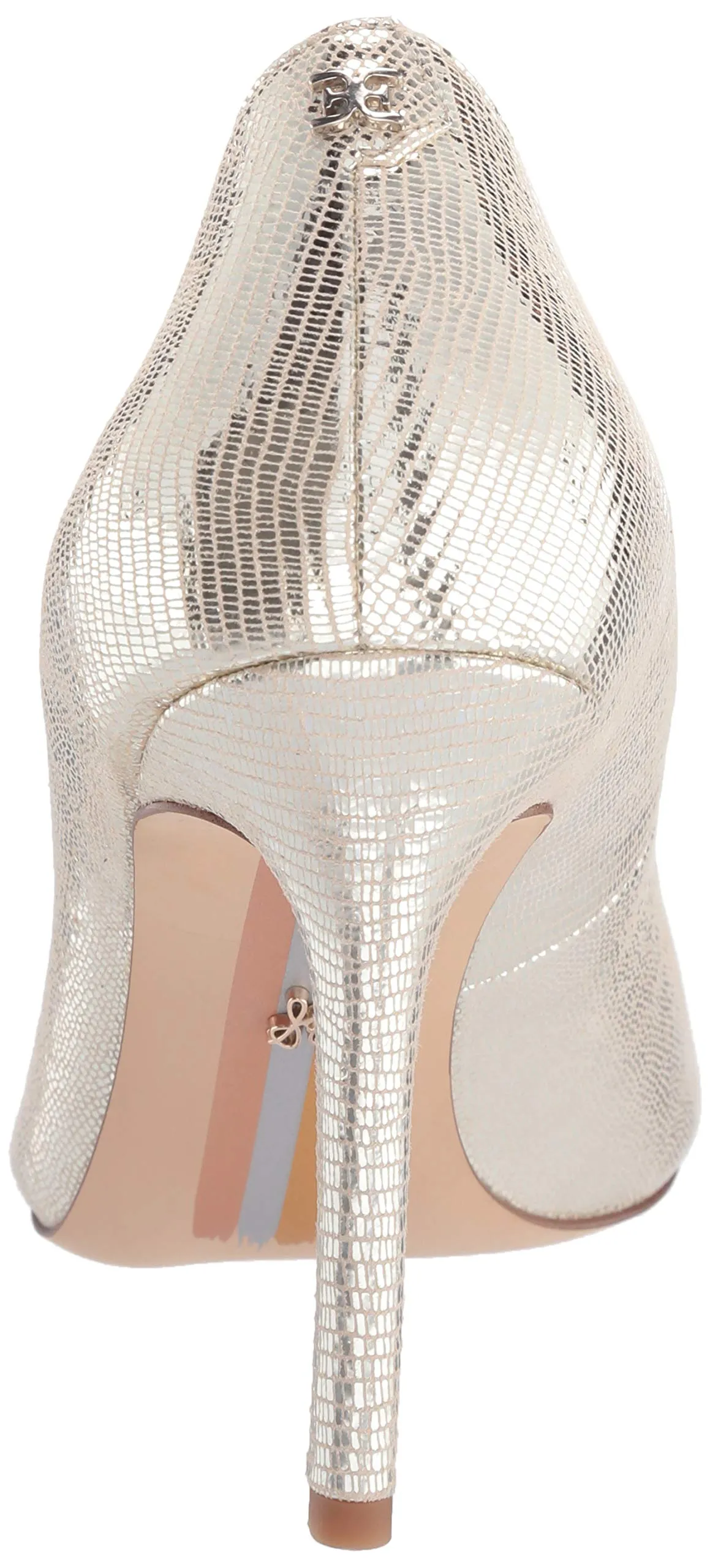 Sam Edelman Women's Hazel Pump Gold Lizard High Heel Pointed Toe Pumps