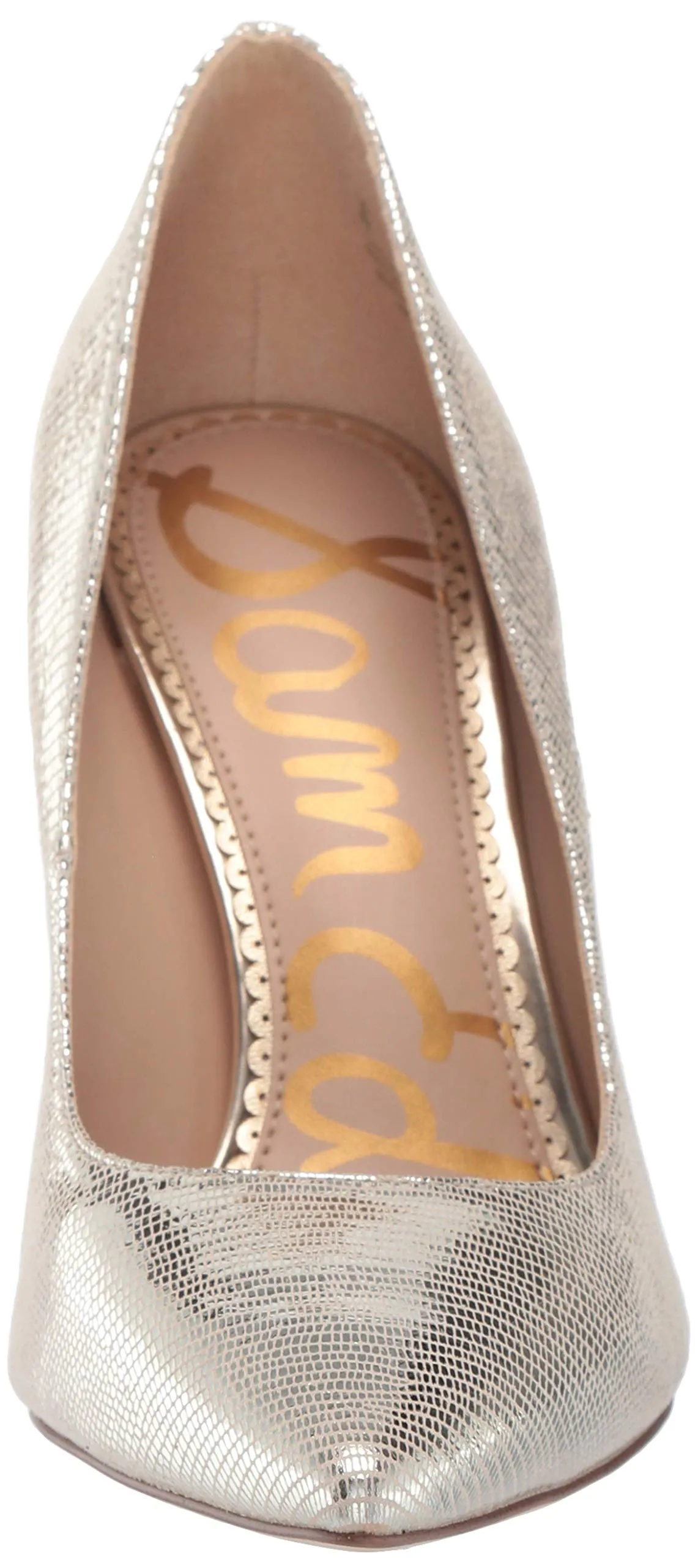 Sam Edelman Women's Hazel Pump Gold Lizard High Heel Pointed Toe Pumps