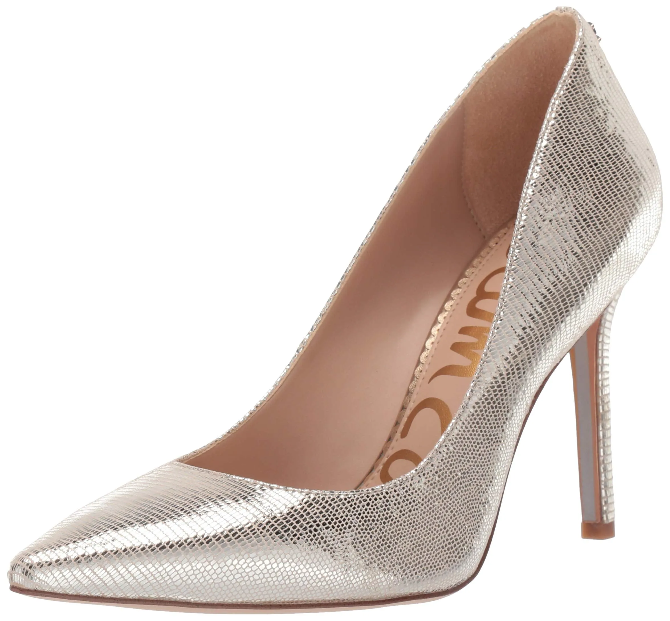 Sam Edelman Women's Hazel Pump Gold Lizard High Heel Pointed Toe Pumps