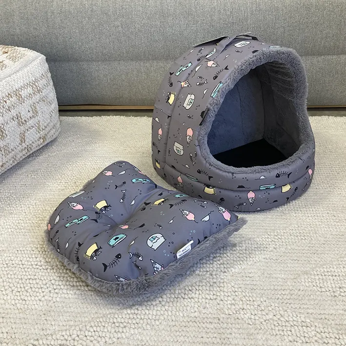 SAMPLE SALE: Moggy Treats Grey Hooded Pet House