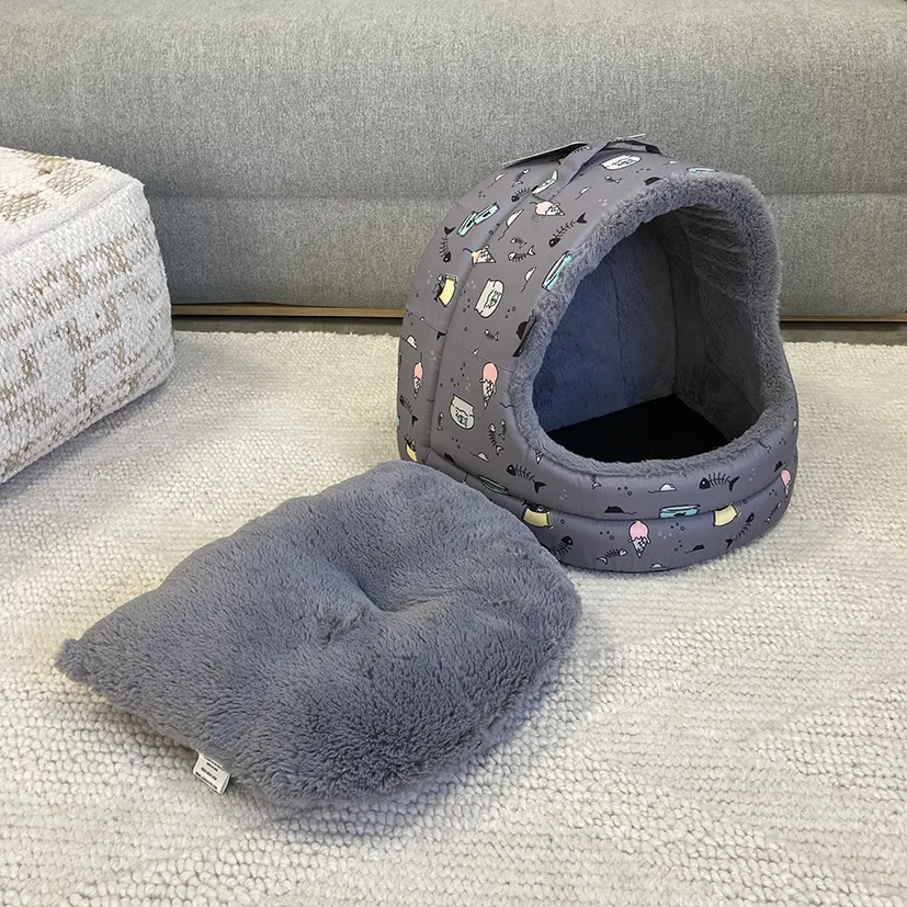 SAMPLE SALE: Moggy Treats Grey Hooded Pet House