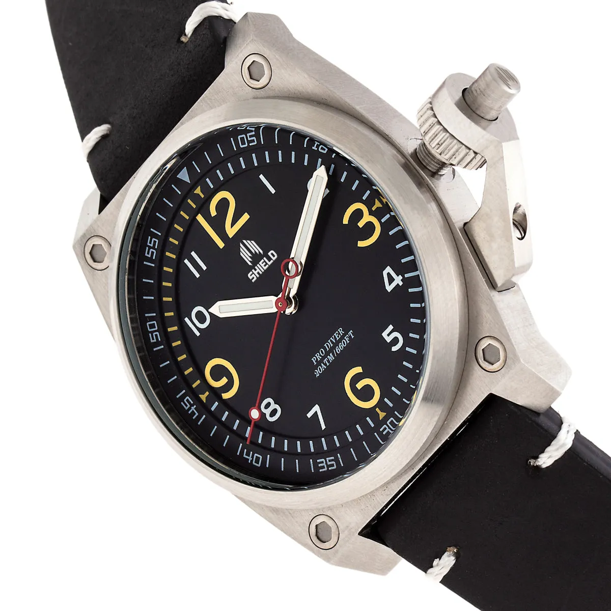 Shield Pascal Leather-Band Men's Diver Watch