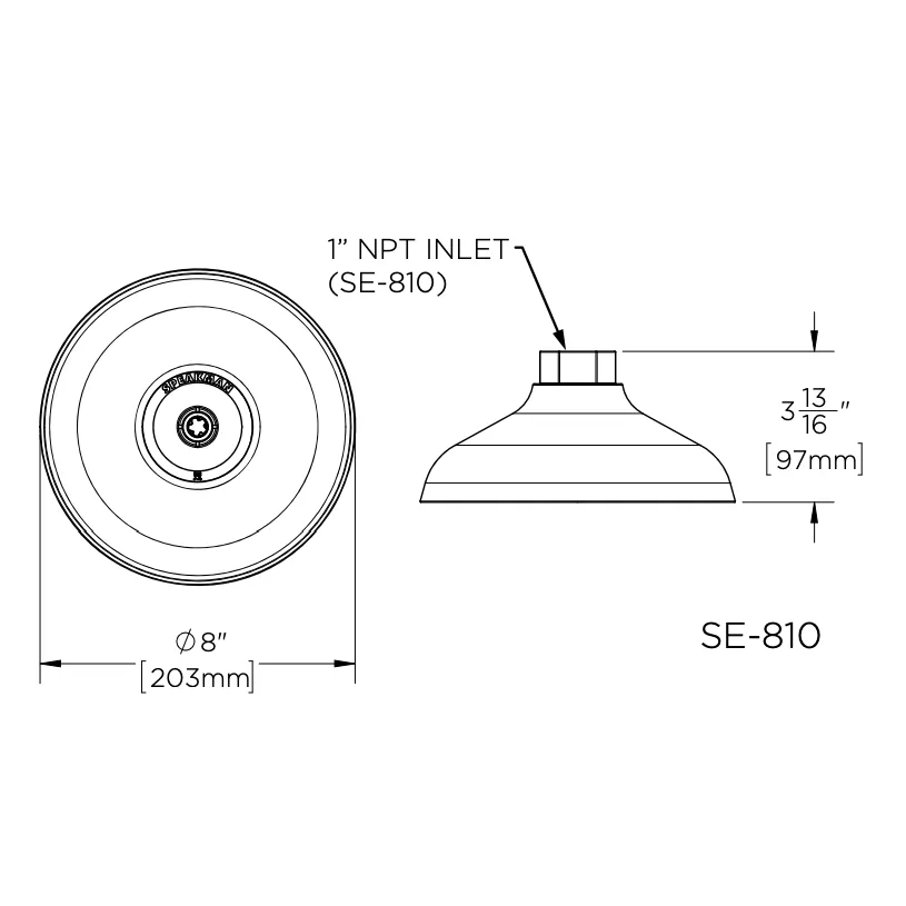 Speakman SE-810 Lifesaver High Performance Emergency Showerhead, 8" Plastic