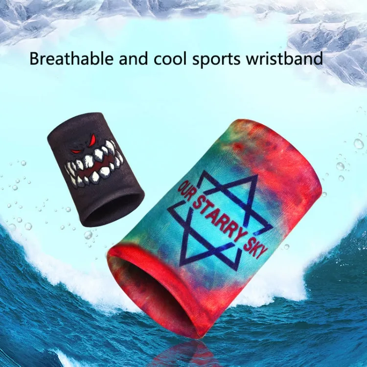 Sports Fitness Elastic Wristbands Absorbing Sweat Playing Ball Riding Wiping Sweat Cold Wristbands, Specification: M(Ocean City)