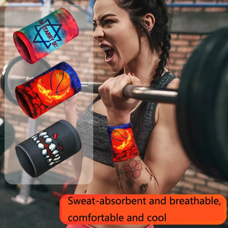 Sports Fitness Elastic Wristbands Absorbing Sweat Playing Ball Riding Wiping Sweat Cold Wristbands, Specification: M(Ocean City)