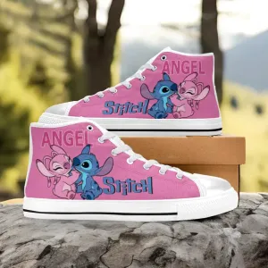 Stitch and Angel Shoes High Top Sneakers for Kids and Adults