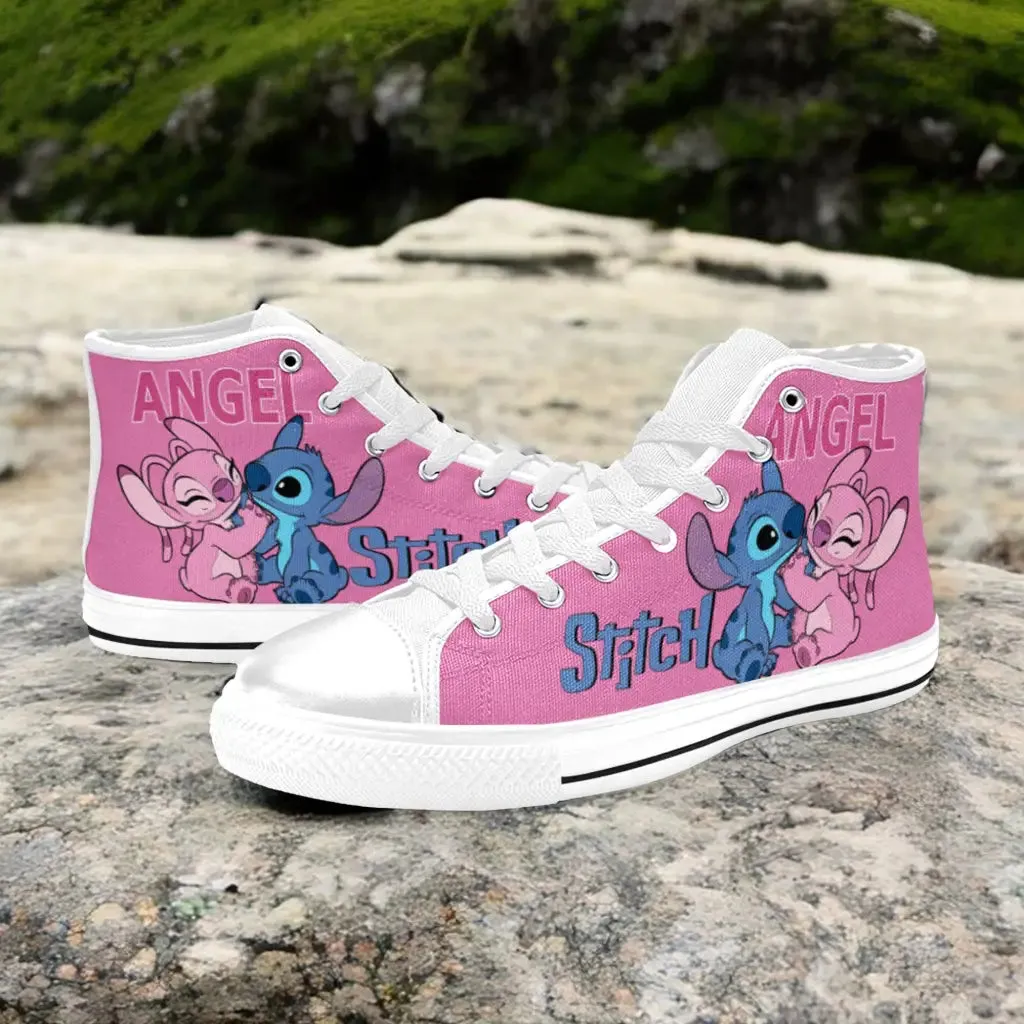 Stitch and Angel Shoes High Top Sneakers for Kids and Adults