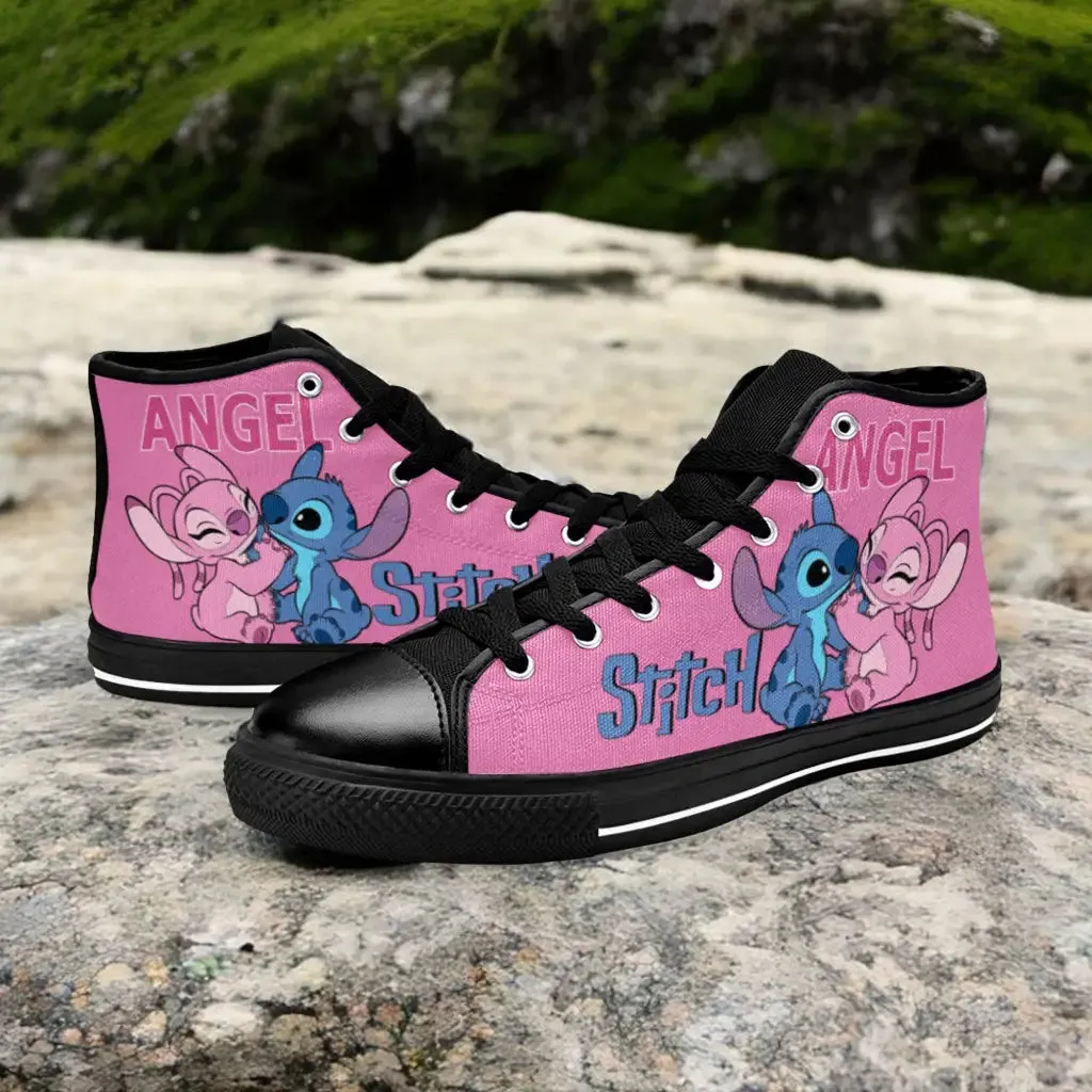 Stitch and Angel Shoes High Top Sneakers for Kids and Adults
