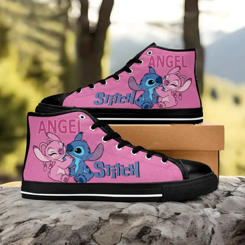 Stitch and Angel Shoes High Top Sneakers for Kids and Adults