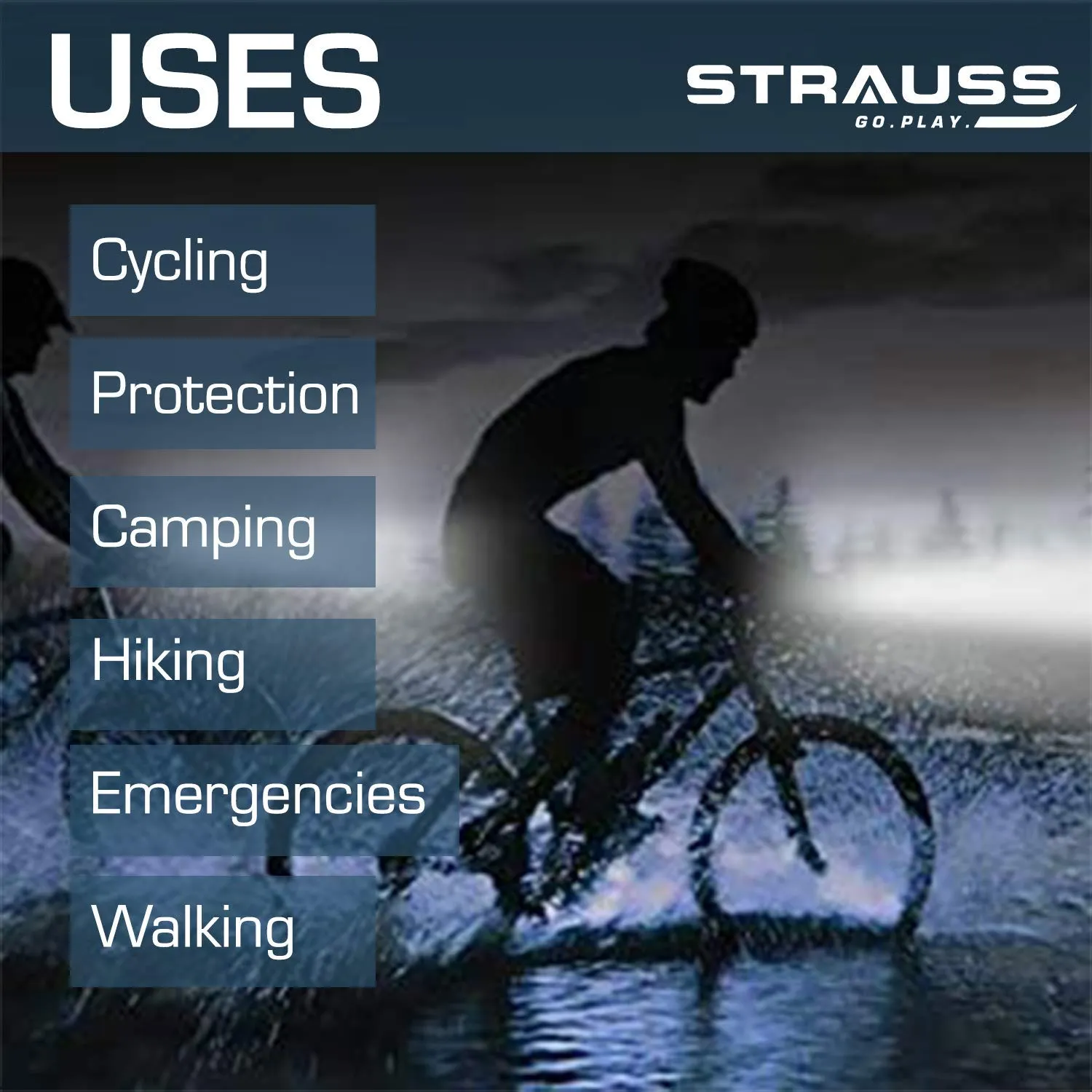 Strauss Bicycle Speedometer, (Black/Red) and Bicycle Zoom LED Torch with Mount Holder
