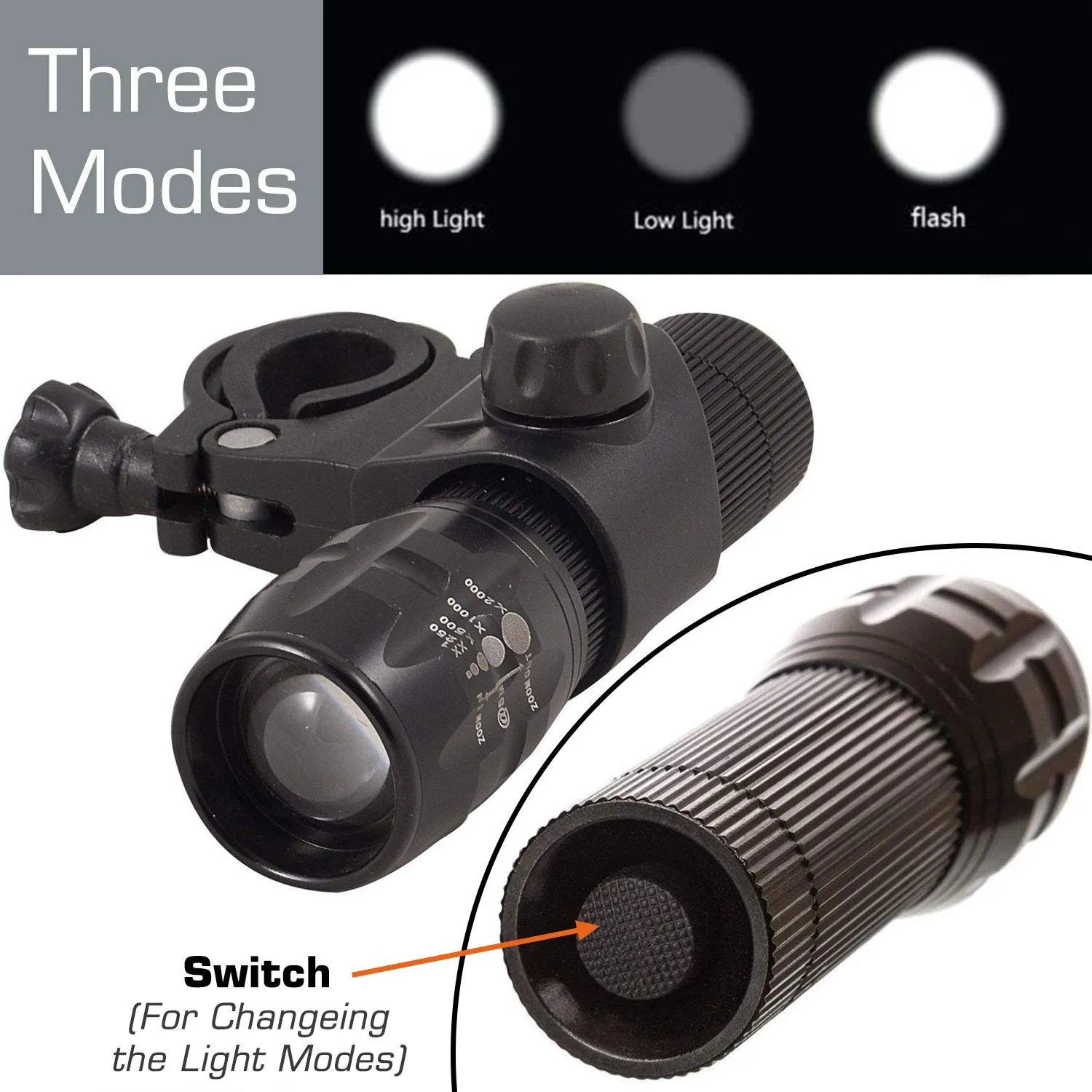 Strauss Bicycle Speedometer, (Black/Red) and Bicycle Zoom LED Torch with Mount Holder