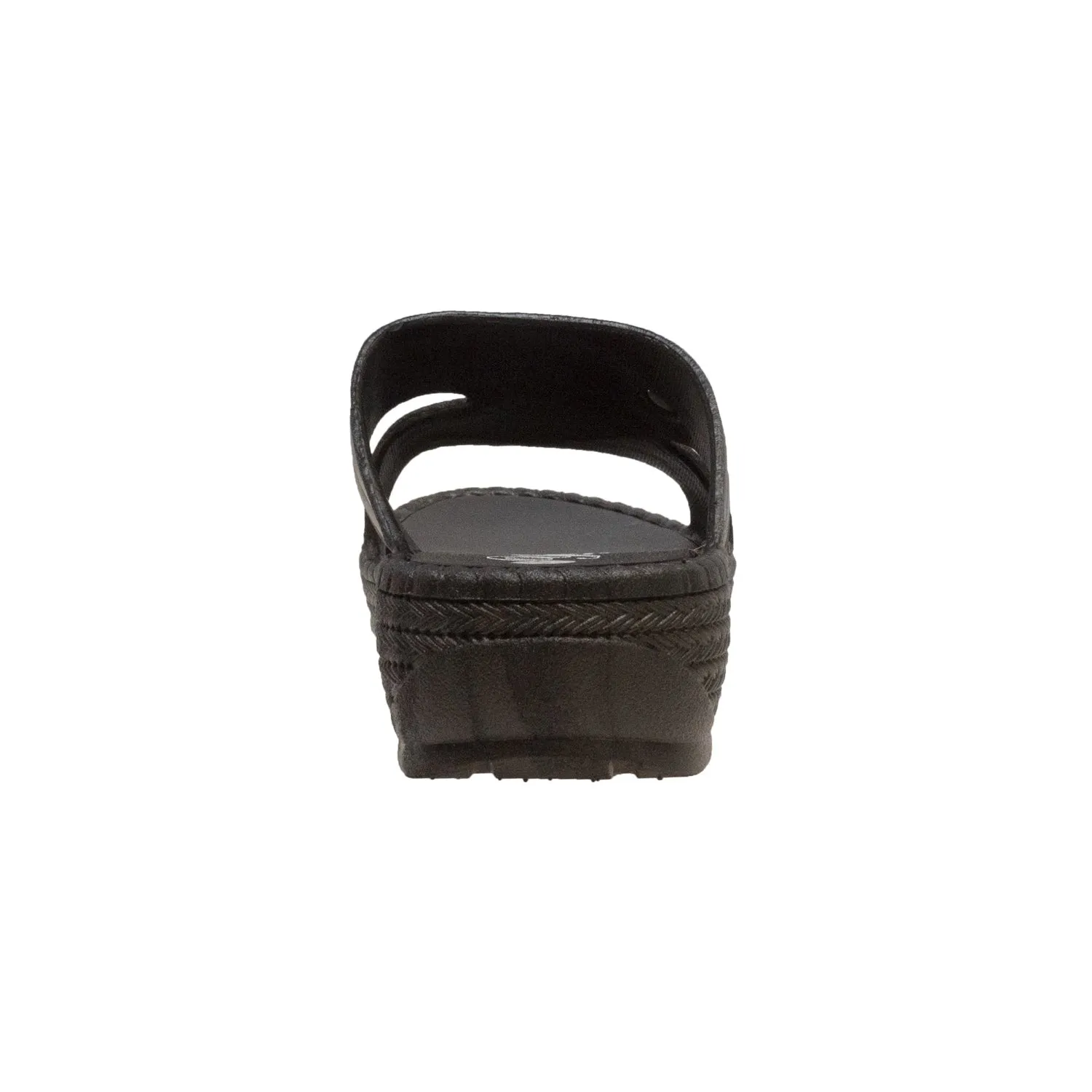 Tecs Womens Low Heel Slip On Black Sandals Shoes