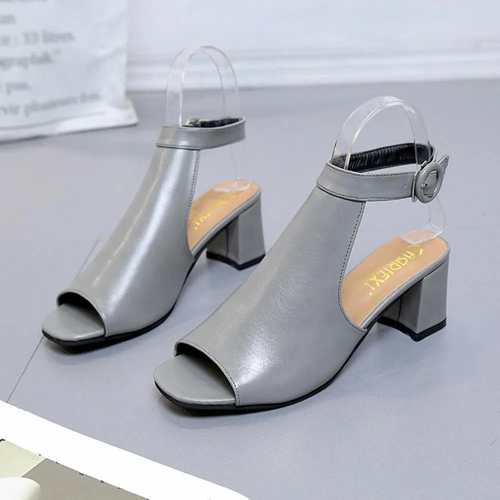 Thick Heel Fashion Hollow Toe Shoes  For women