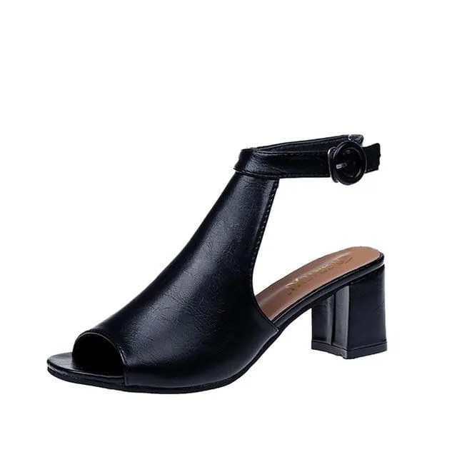 Thick Heel Fashion Hollow Toe Shoes  For women