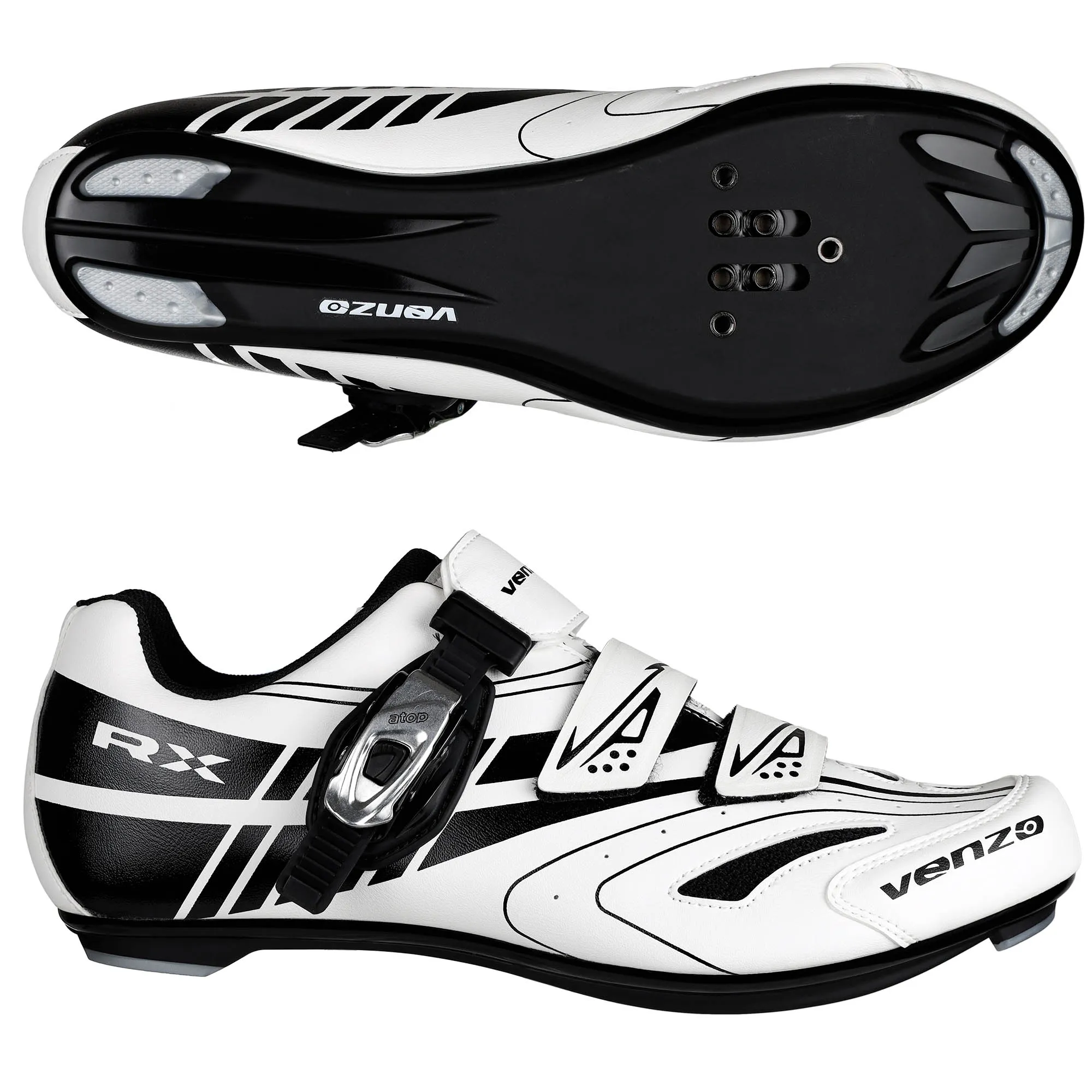 Venzo RX Road Bike Compatible with  SPD SL Look Cycling Shoes and Look Delta Indoor Cleats White Size 38