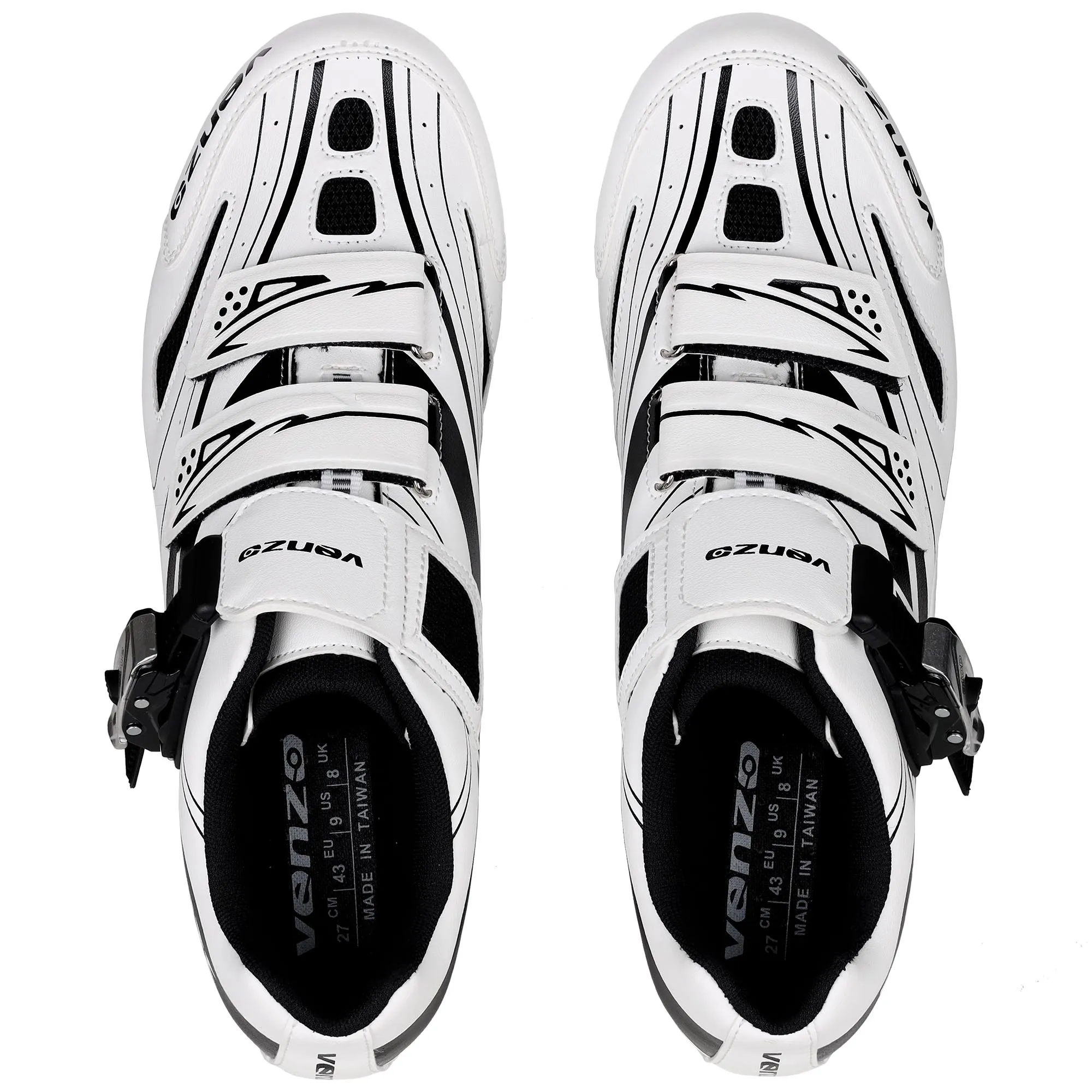 Venzo RX Road Bike Compatible with  SPD SL Look Cycling Shoes and Look Delta Indoor Cleats White Size 38
