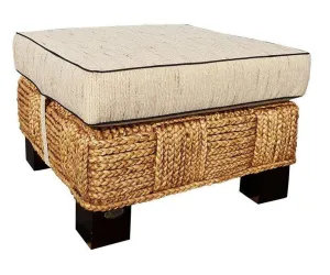 Water Hyacinth Rome Woven Ottoman with Cushion