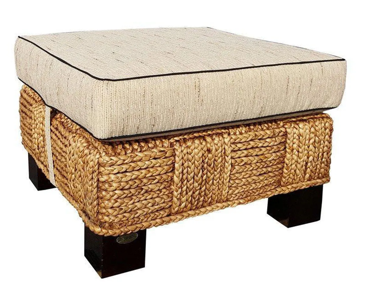 Water Hyacinth Rome Woven Ottoman with Cushion