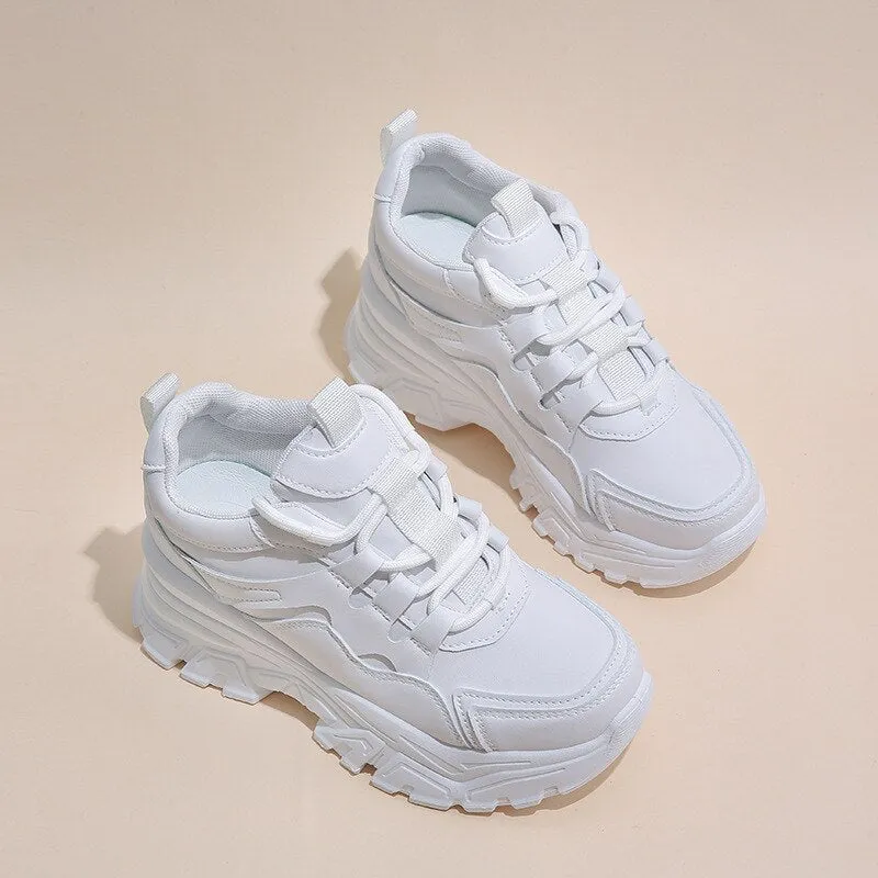 Women Sneakers Platform Sneakers Chunky Causal Shoes Leather Sports Shoes