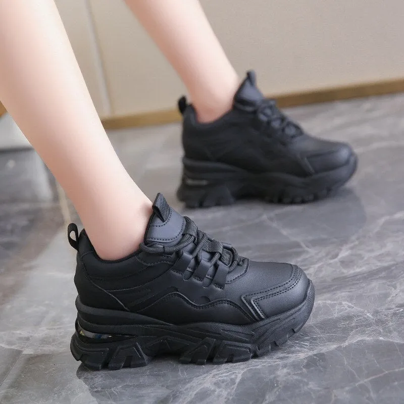 Women Sneakers Platform Sneakers Chunky Causal Shoes Leather Sports Shoes