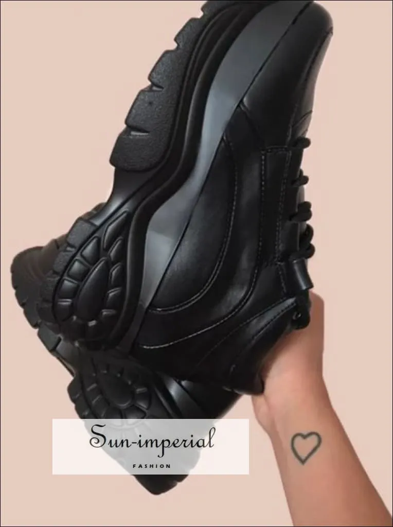 Women Sneakers Platform Sneakers Chunky Causal Shoes Leather Sports Shoes
