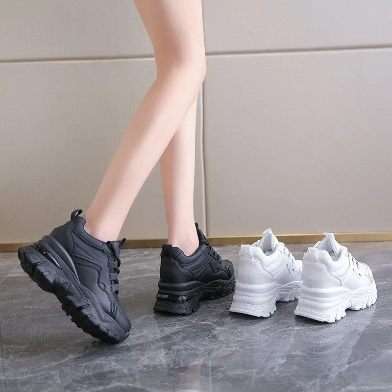 Women Sneakers Platform Sneakers Chunky Causal Shoes Leather Sports Shoes
