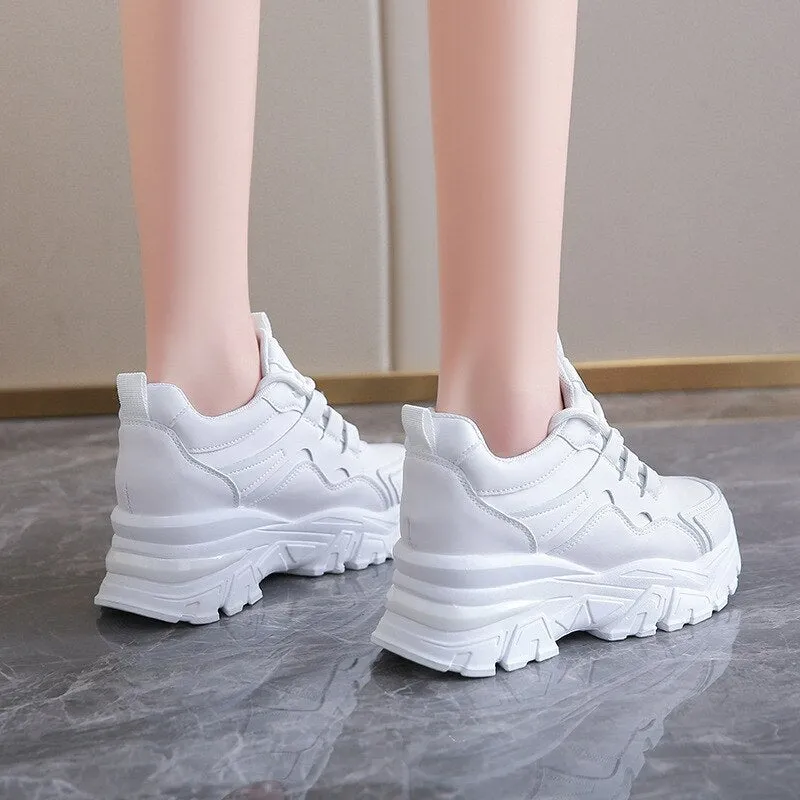 Women Sneakers Platform Sneakers Chunky Causal Shoes Leather Sports Shoes