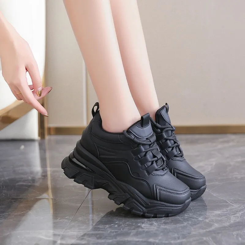 Women Sneakers Platform Sneakers Chunky Causal Shoes Leather Sports Shoes